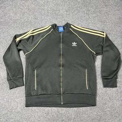 Adidas Originals Track Jacket Mens XL Green Full Zip 3-Stripes Trefoil Athletic
