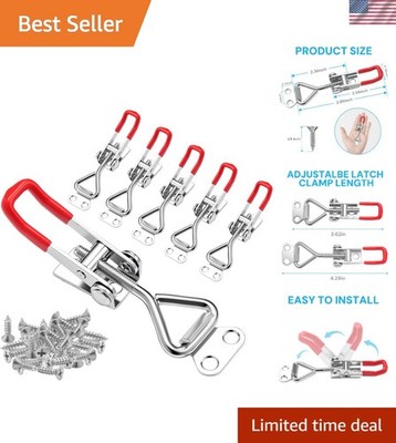 Quick Release 6 Adjustable Toggle Latch Clamps - Strong 330Lbs Hold with Screws