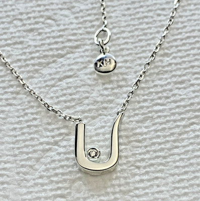 Set Heide Diamant Initiale U Halskette Sterlingsilber Signatur Neu mit Etikett