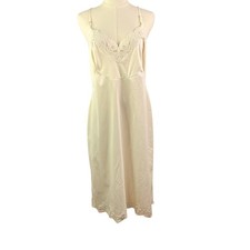 Vintage 1950s White Nylon Full Slip Dress: Lace Trim