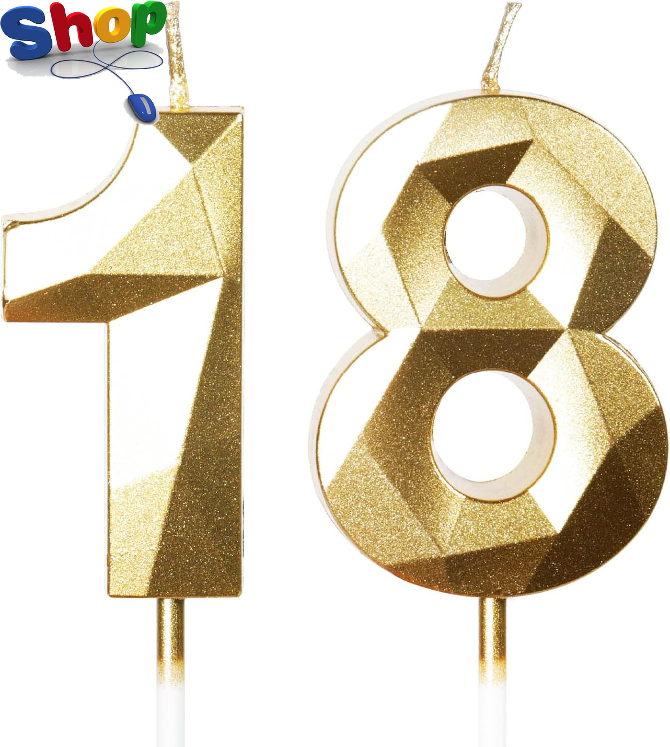 18Th Birthday Candles, Number 18 Candle, Gold Candles, Birthday Candle for Cake,