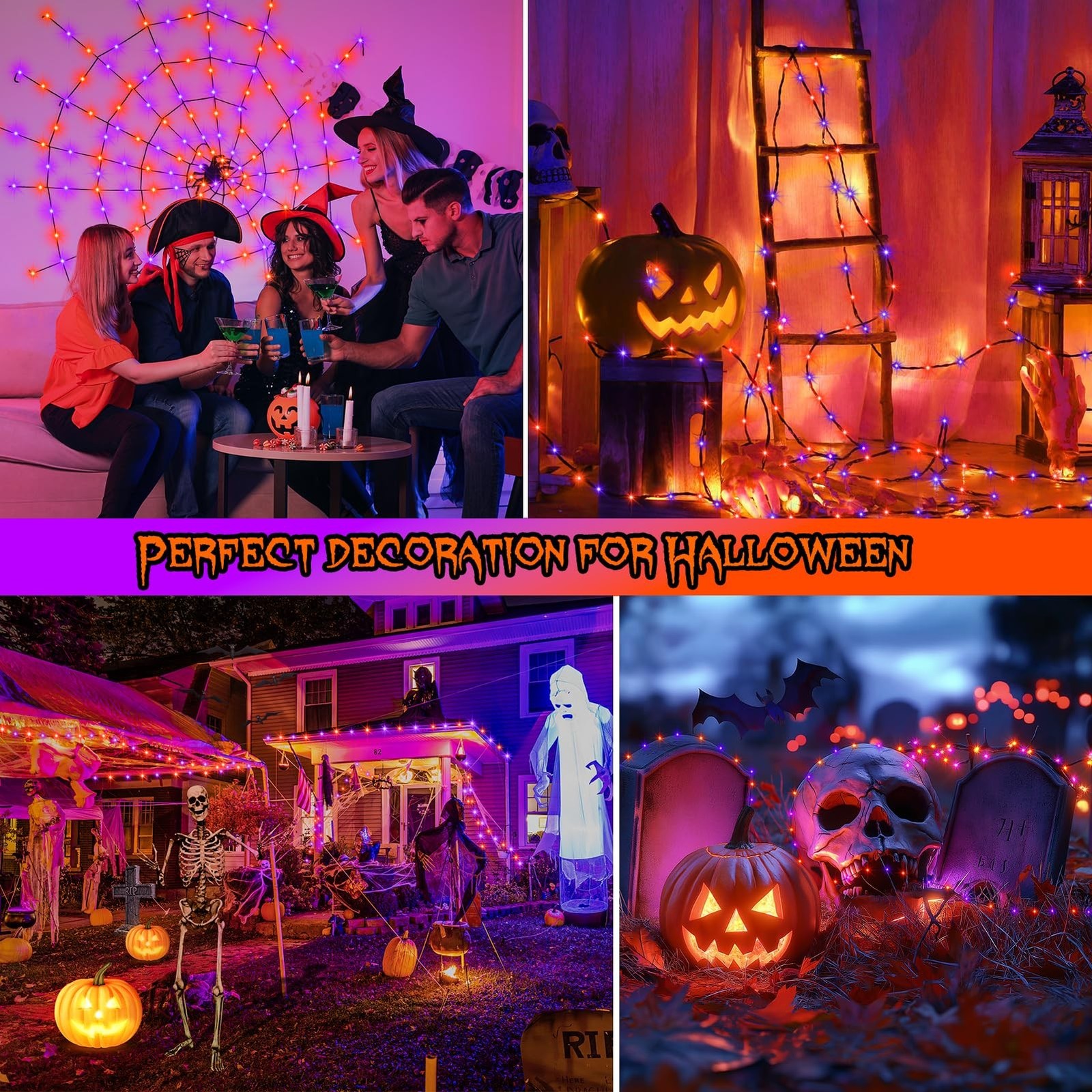 2 Pack Halloween Fairy Lights Plug in, 33Ft 100 LED Micro Starry String Light...