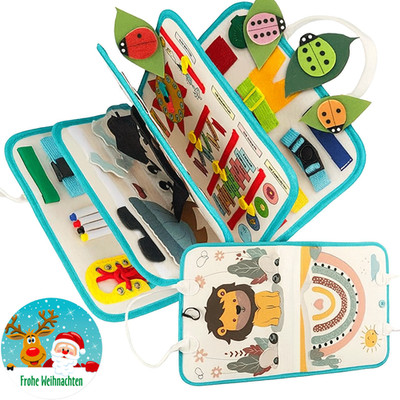 Deutsche Busy Board 8 Seiten Montessori Babyreise ab 1-3 Jahre TOP-Qualität 