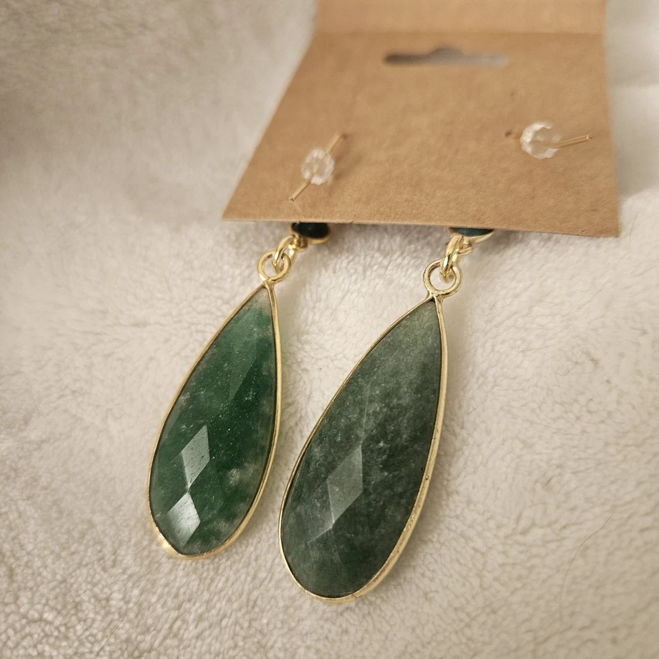 Real Emerald And Gold-Filled Drop Earrings - Image 2 of 3