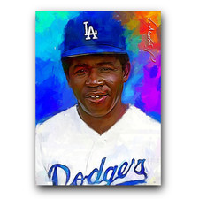 Jim Gilliam #4 Art Card Limited 37/50 Edward Vela Signed (Los Angeles Dodgers)