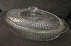 Vintage Queen Mary Clear Glass Large Casserole Dish with Lid 13 L x 5.50 H