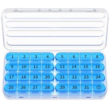 32 Compartment Monthly Pill Organizer Once A Day Pill Case for Supplements