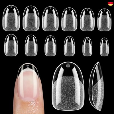 Oval Nail Tips 120 Stück 12 Größen Short Oval Almond Soft Gel Nail Tips, Vollabd