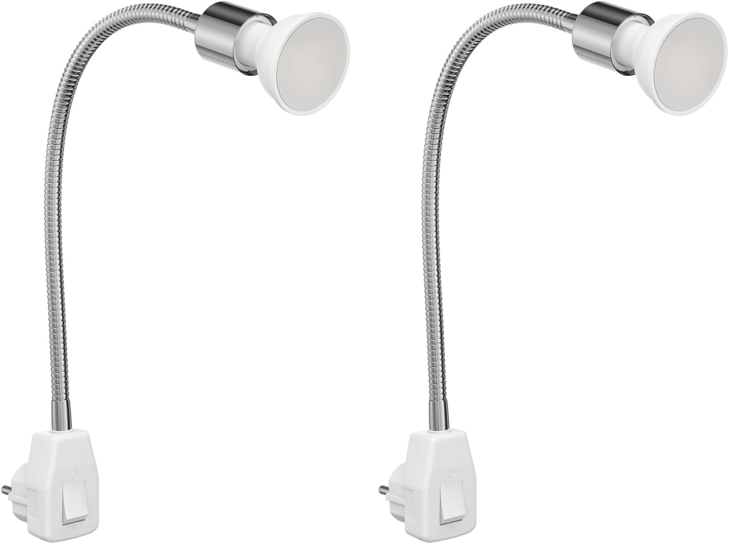 Set 2 Lampade da Presa LESCH Cromo - Luce Lettura LED Orientabile