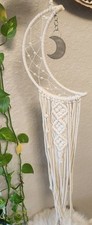 Boho Macrame Woven Wall Hanging Crochet Crescent Moon Star Dream Catcher