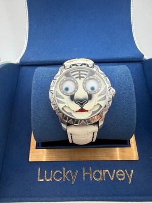 LUCKY HARVEY White Tiger Moving Eye Automatik Uhr Luminous Sapphire Limited...