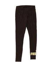 PUMA Womens Graphic Leggings UK 8 Small Black Cotton BC15