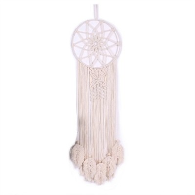 Macrame Wall Hanging Leaves Tapestry Boho Woven Cotton Dream Catcher Pendants