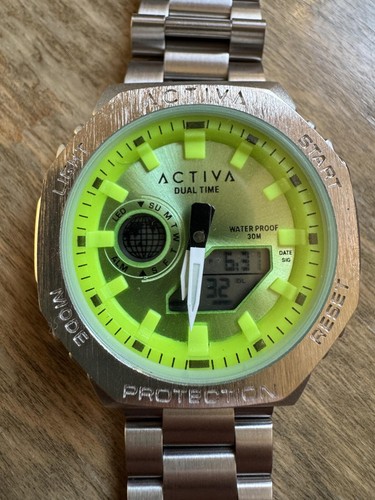 Activa Dual Time Ana-Digi Watch – Nuclear Green Dial