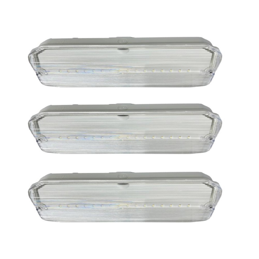 3 x Ansell AGLED/3M LED Maintained Emergency Bulkhead Light Fitting IP65 -3 Watt