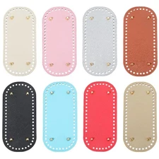 8Pcs 8 Colors Leather Bag Bottoms, 8.7x4 Inch Crochet Bag Base Shaper Oval Im...
