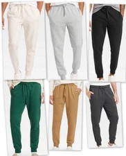 Fleece Jogger Pants - Goodfellow Mid Rise, Adjustable Waistband, Tapered Leg