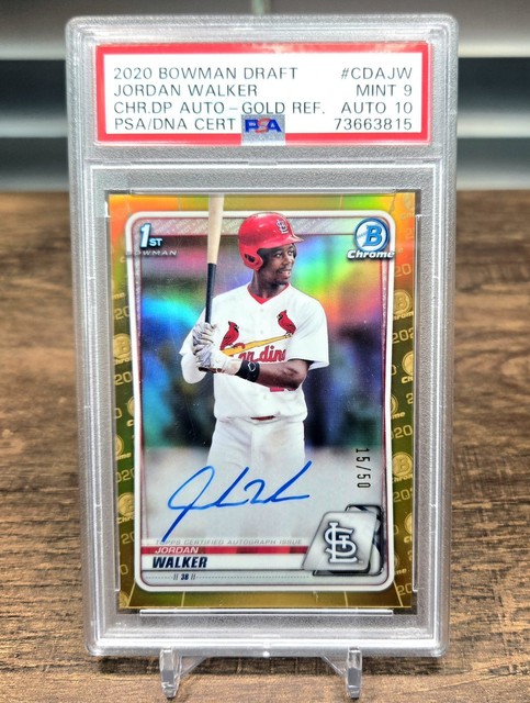 2020 Bowman Draft Chrome Jordan Walker True Gold Refractor Auto /50 PSA 9/10