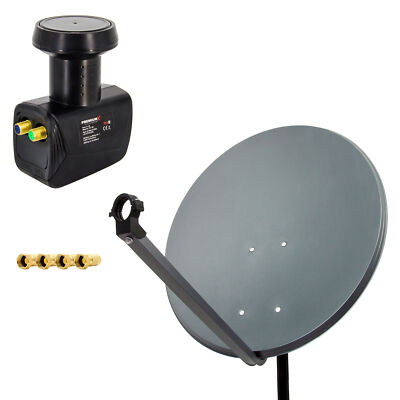 PremiumX SAT Anlage 80cm Satelliten Schüssel Aluminium Antenne Spiegel Twin LNB