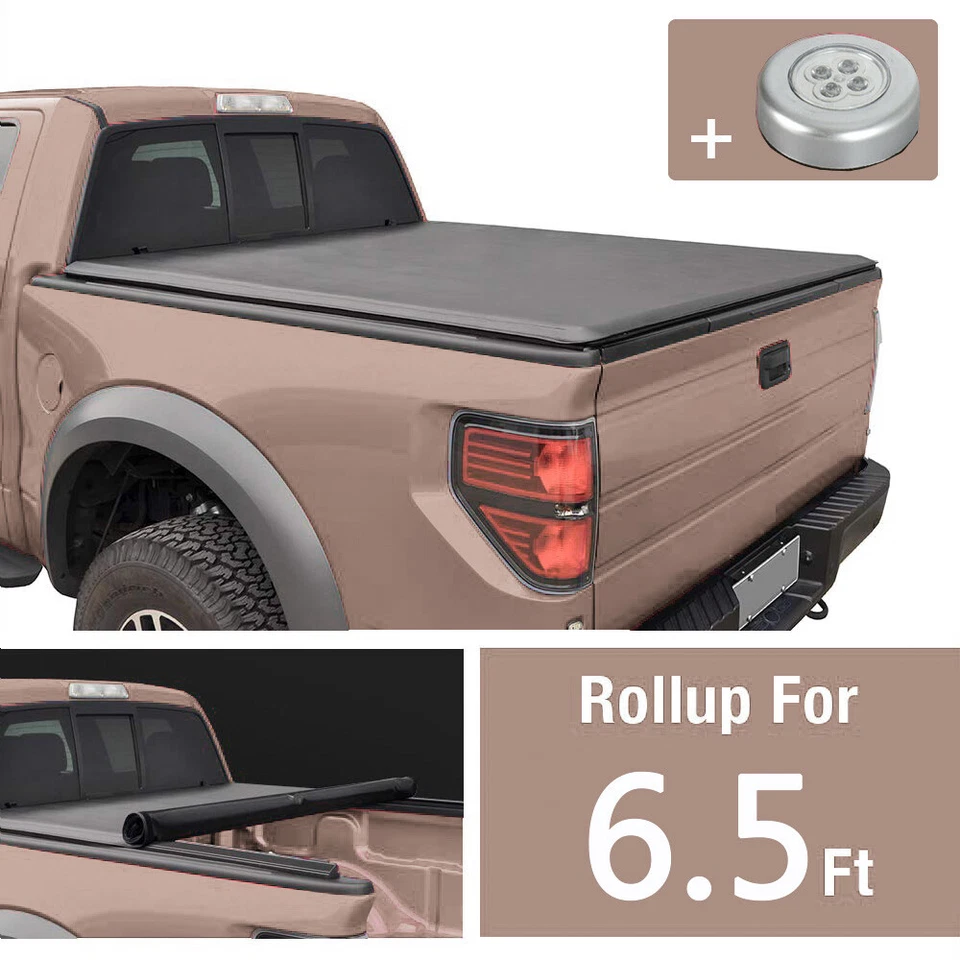 Soft Roll Up Tonneau Cover For 94-02 Dodge Ram 1500/2500 Truck 6.5FT Short Bed Foto 3 de 4