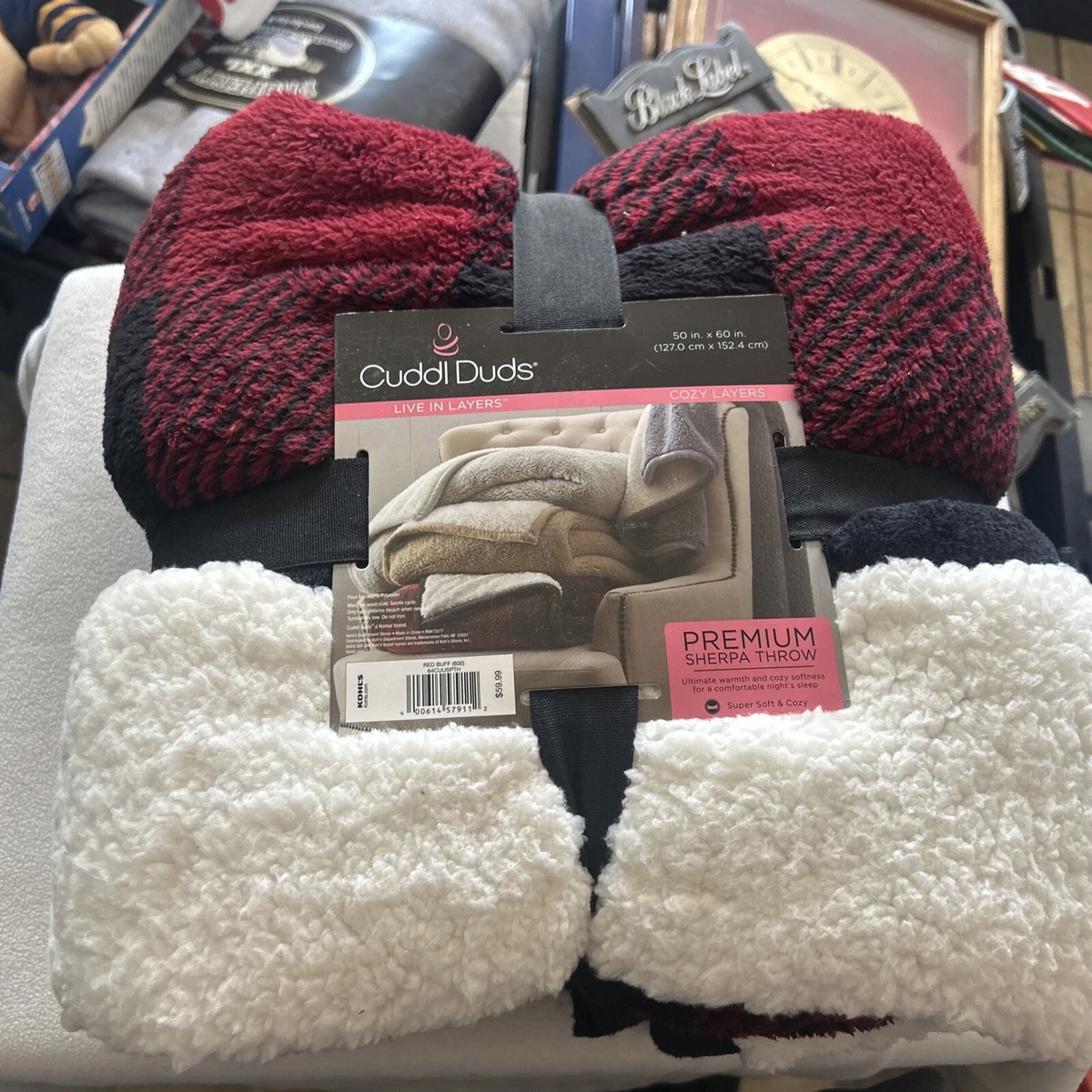 Cuddle Duds Cozy Soft Premium Sherpa Throw Red Bluff 50u0026#034; X 60u0026#034; |  eBay