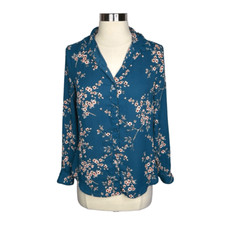 Banana Republic Floral Button-Down Blouse Size XS Petite Collared Lightweight