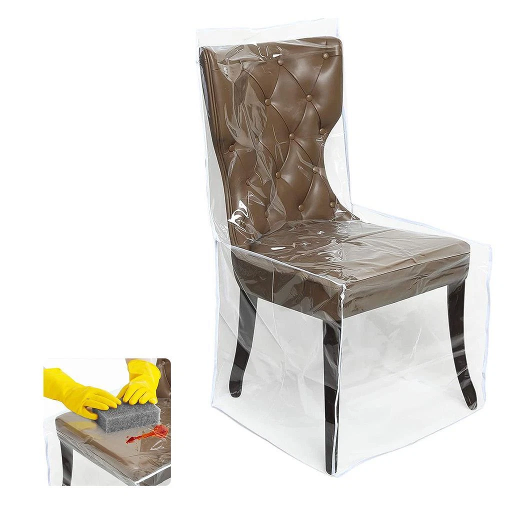 Chair Cover Seat with Backrests Plastic Furniture Universal No Dust Protector
