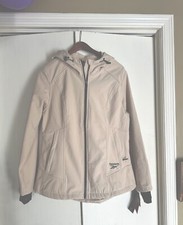 Reebok Activewear Outerwear Jacket Women s L Thumb-hole Full Zip Hood Oatmeal