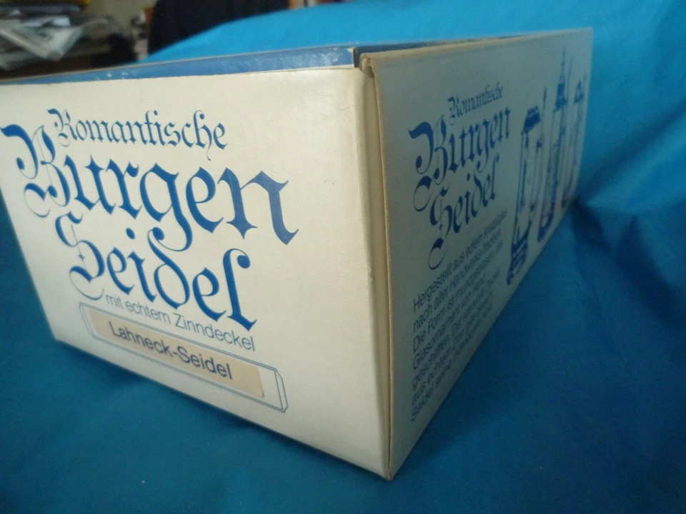 une Chope à bière cristal soufflé à la bouche taillé à la main couvercle étain - Photo 2/4