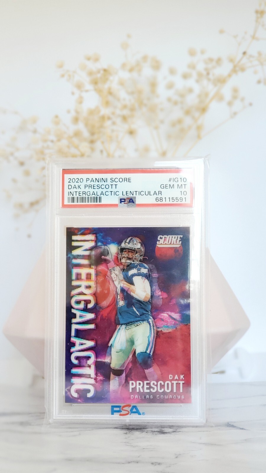 2020 Panini Score Dak Prescott SSP Intergalactic Lenticular Refractor PSA 10 Gem