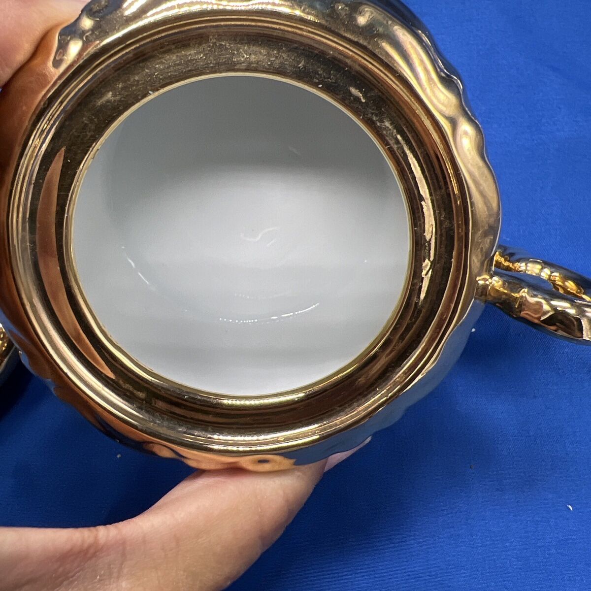 Vintage Mid Century MCM China Gold Creamer & Lidded Sugar Vintage Mid Century MCM China Gold Creamer & Lidded Sugar