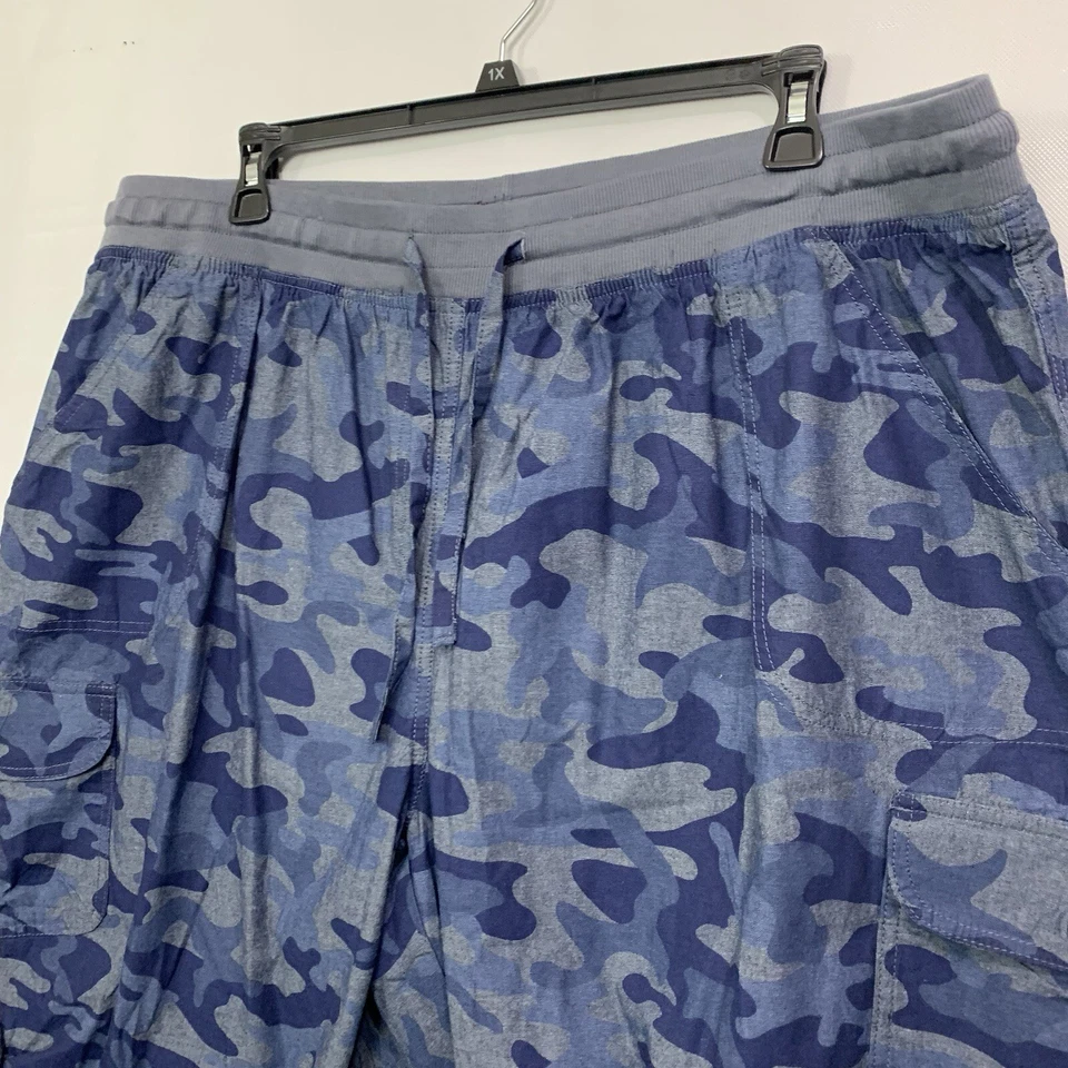 Woman Within Woman's Blue Camo Roll Tab Hem Pullon Cargo Capri/Shorts Petite 28W - Image 3 of 4