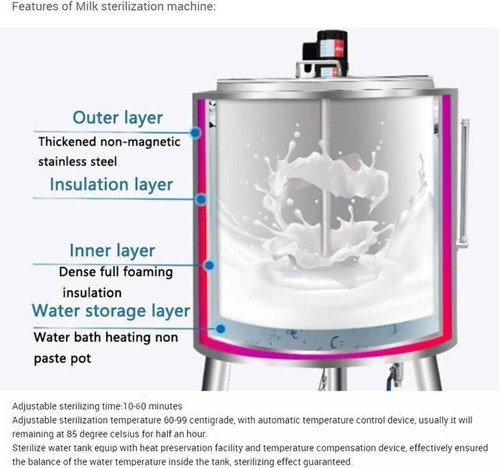 50L Commercial Milk Pasteurization Machine Pasteurizer,heating Cooling Function