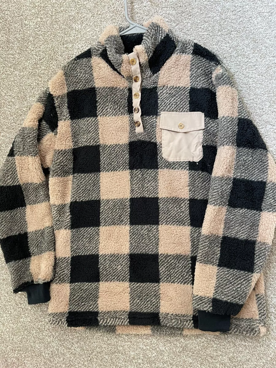 Plaid fuzzy best sale pullover