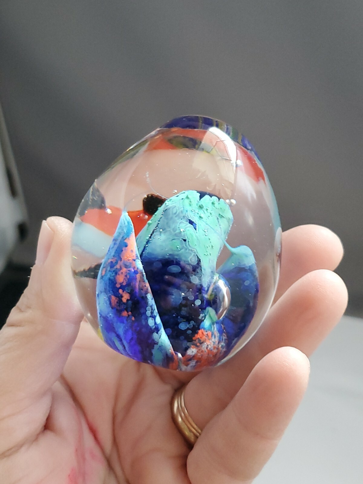 Vintage Glass Paperweight With Fish eBay