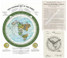 Flat Earth Map + Patent + Verso Key Alexander Gleason 1892 Standard World Map