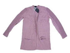 Devotion by Cyrus Womens Cameo Rose Ribbed Sleeve Cozy Pocket Cardigan Sweater M