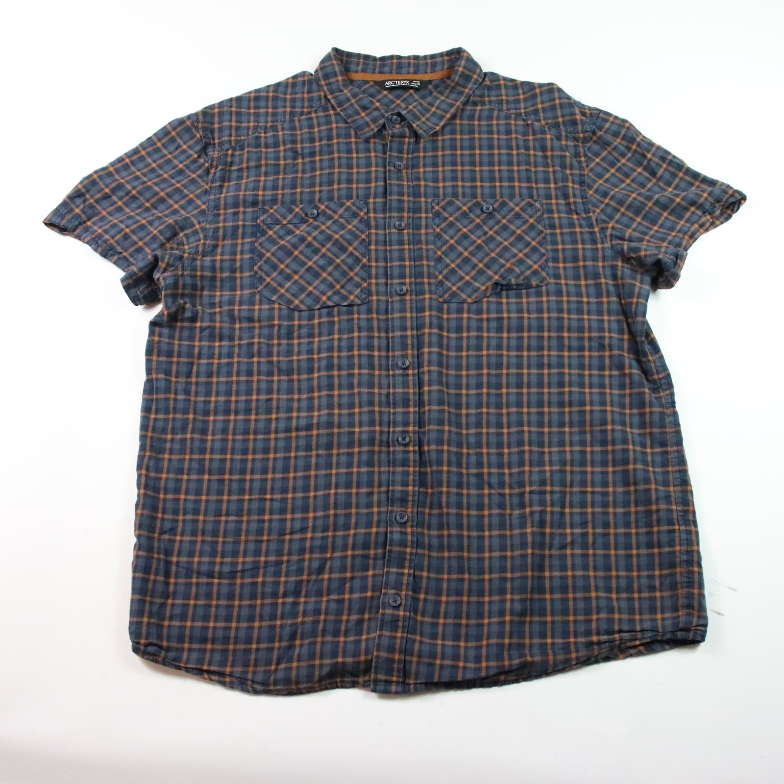 ARC'TERYX Arcteryx Tranzat camicia SS con bottoni uomo XL blu a quadri escursionismo misto cotone lana