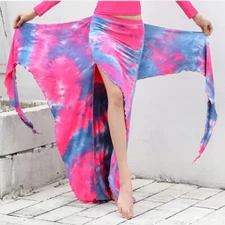  Belly Dance Outfit Overskirt Adjustable Fit Elastic Waistband Skirt Tie-dry