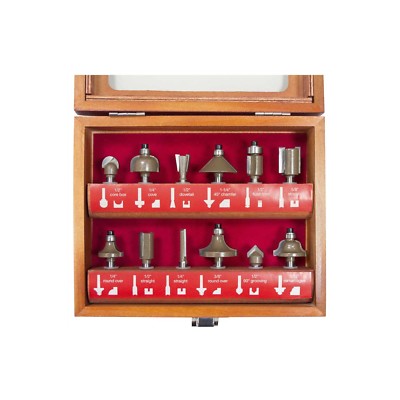 12 Stck. 1/4 Zoll Profi Schaft TCT bestückt Router Bit Set mit Holzkoffer F3700A