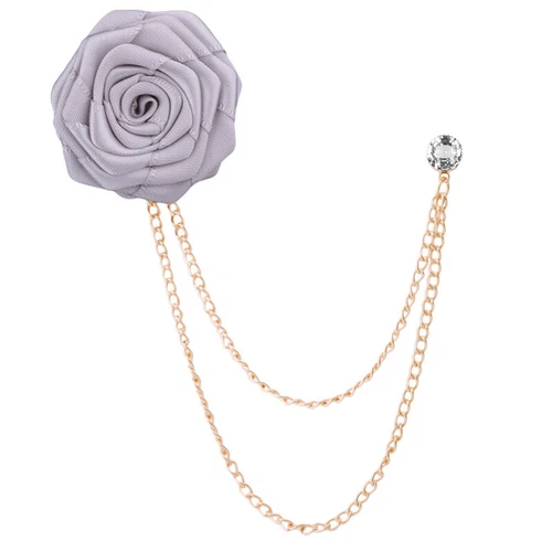 Mens Rose Brooch Flower Brooch Boutonniere Suit Lapel Wedding Pin Tassel Chain - Picture 13 of 95
