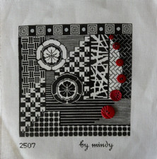 Asian Parasols 2507 by Mindy 18 Mesh Handpainted Needlepoint Canvas 9x9