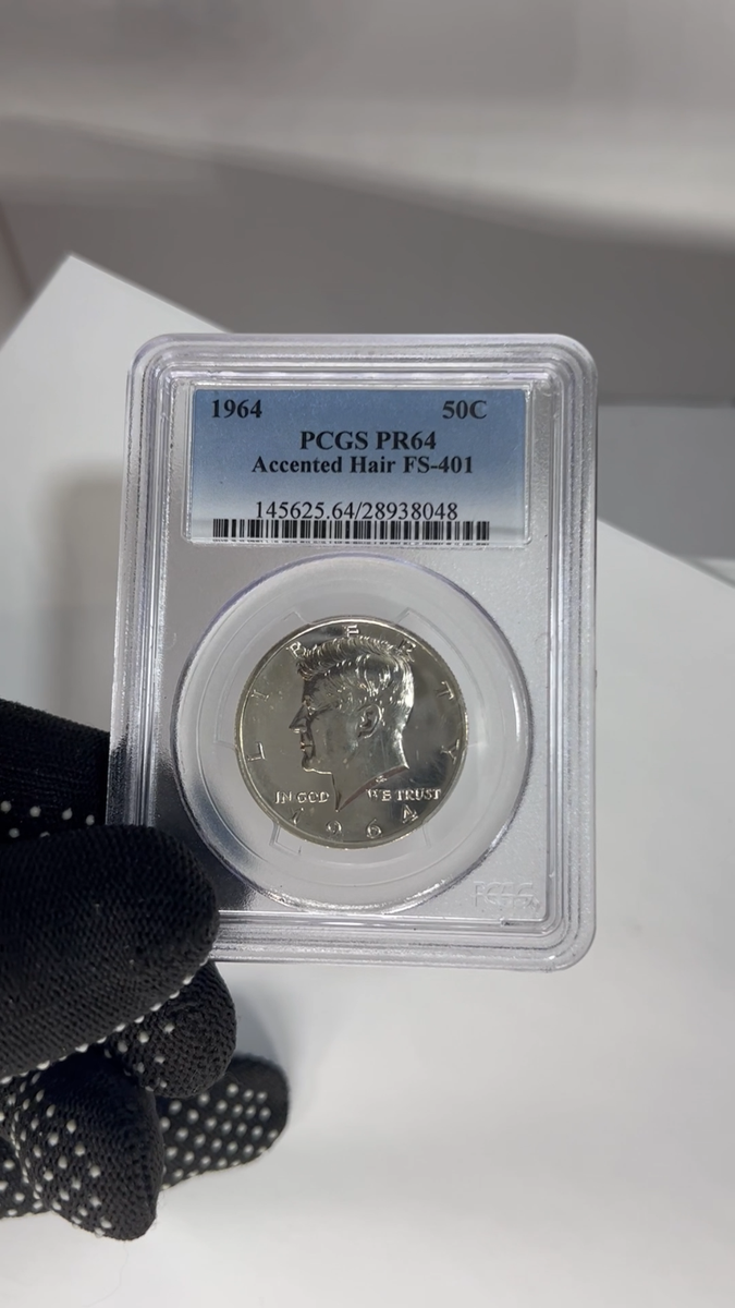 1964 50c KENNEDY Silver Half Dollar ACCENTED HAIR PR64 Rare Graded