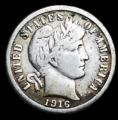 1916-S Barber Dime Error.  Strong double die reverse on a very nice coin!