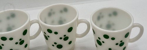 *4*NOS in Box* Vintage* Hazel Atlas Green Polka Dot Milchglas Tasse Becher*24288K - Bild 6 von 10