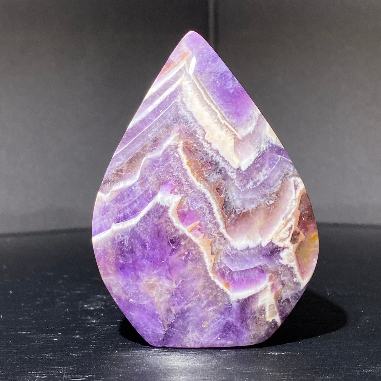 Natural 117g Amethyst Tear Drop Tower Crystal Quartz Healing Stone Point