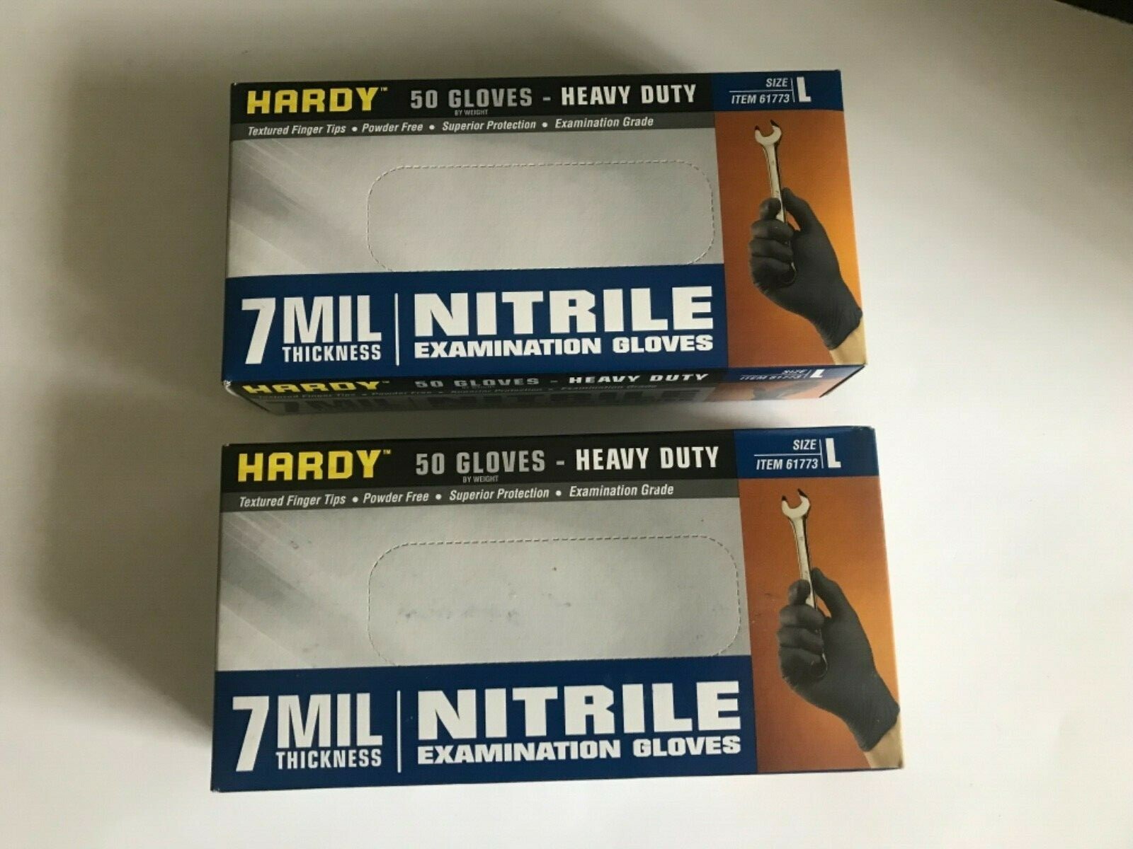 100 Gloves (2 Boxes of 50) Hardy 7 Mil Blue Nitrile Examination