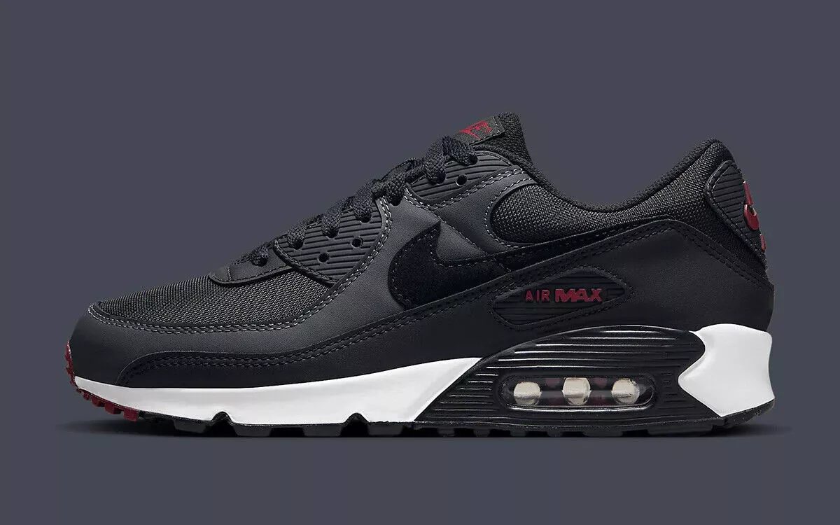 Nike Air Max 90 Anthracite Black Team Red Sneakers DQ4071-001 Mens 