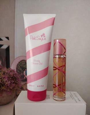 New Aquolina Pink Sugar 1.7 oz Perfume + Jumbo 8.45 oz Shower Gel Body Wash Set