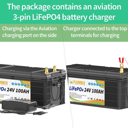 Batería de litio 12X 24V LiFePO4 100AH BATERÍA 100A BMS solar autocaravana + cargador - Imagen 12 de 20